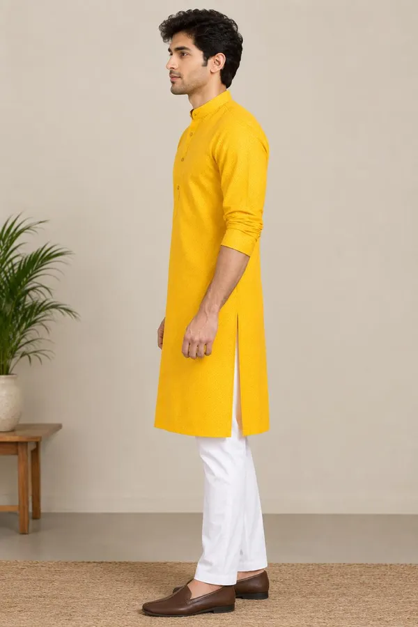Yellow_Straight_Fit_Kurta_for_Men