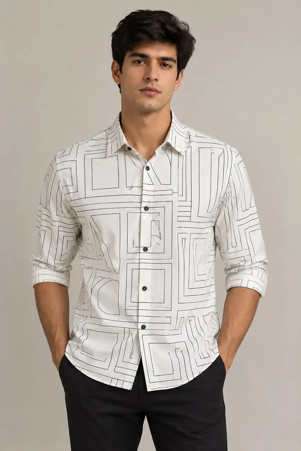 White_Geometric_Print_Casual_Shirt_for_Men
