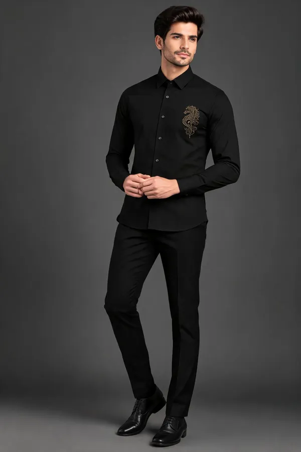 Black_Regular_Fit_Shirt_And_Trousers_Set_For_Men