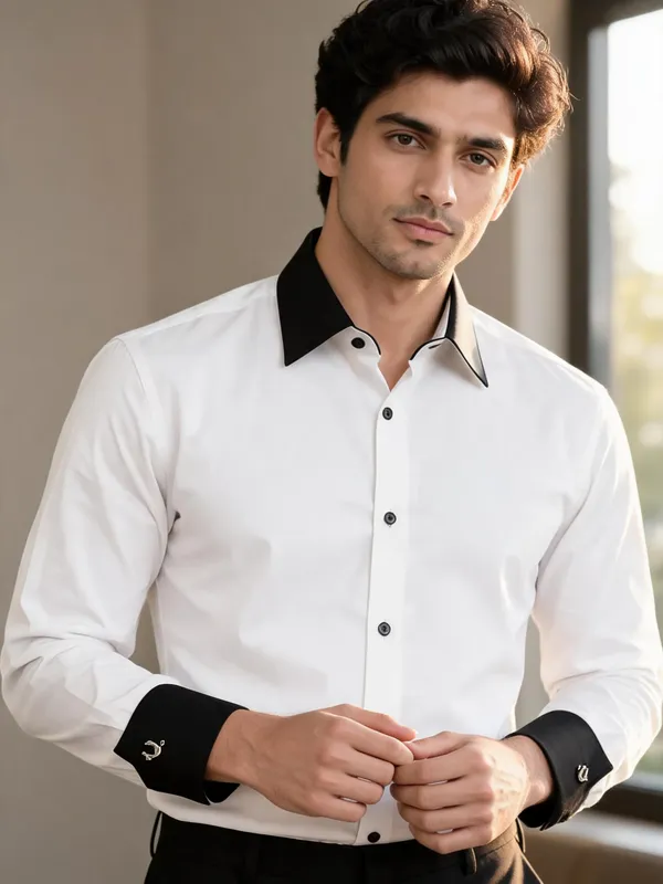 White_Contrast_Collar_Formal_Shirt_For_Men