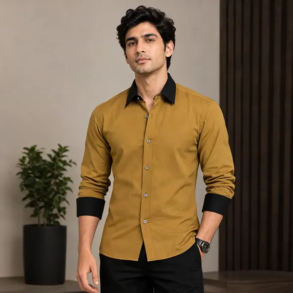 Mustard_Solid_Contrast_Collar_Shirt_For_Men