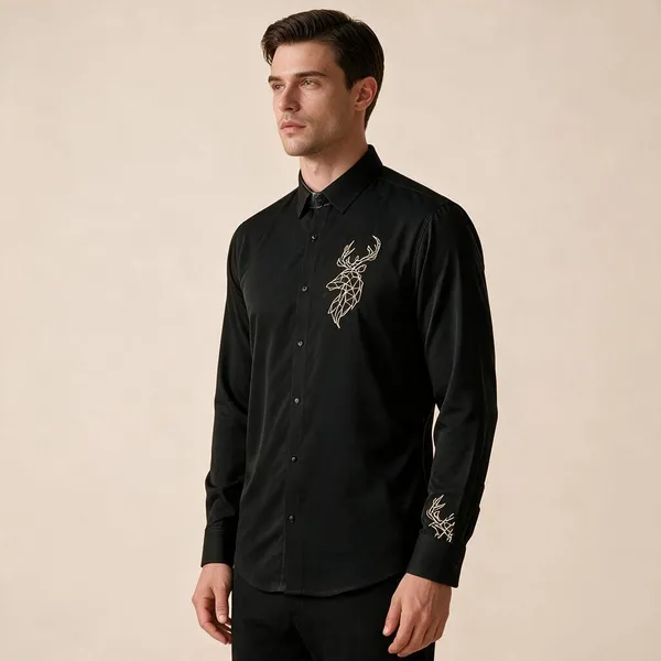 Black_Full_Sleeve_Embroidered_Shirt_For_Men