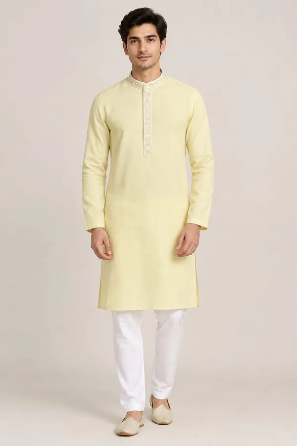 Yellow_Embroidered_Straight_Kurta_for_Men