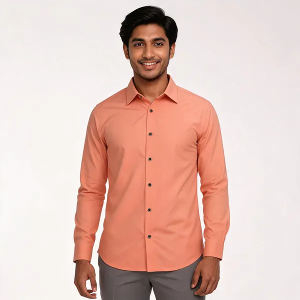 Peach_Solid_Collared_Shirt_For_Men