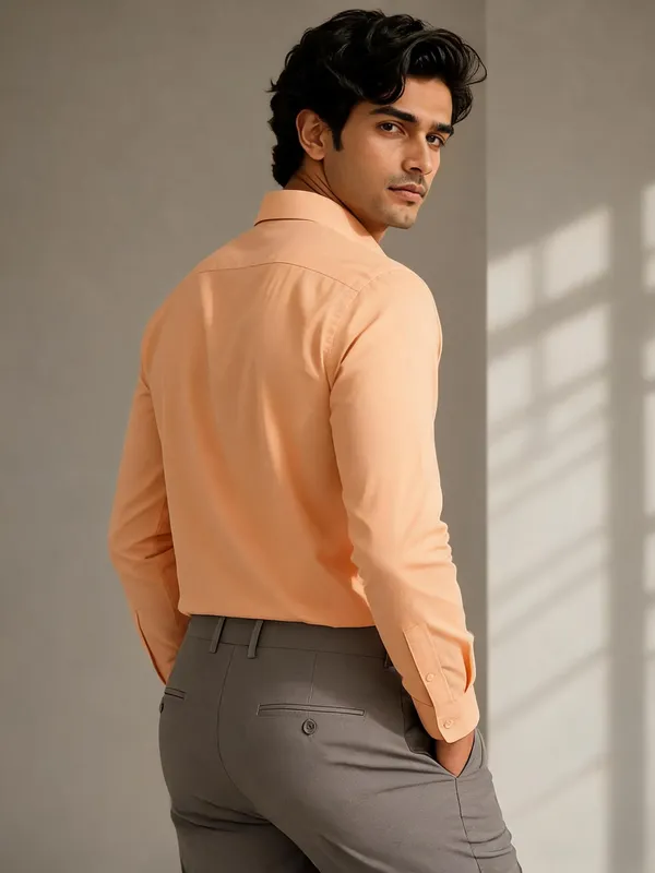 Peach_Regular_Fit_Shirt_For_Men