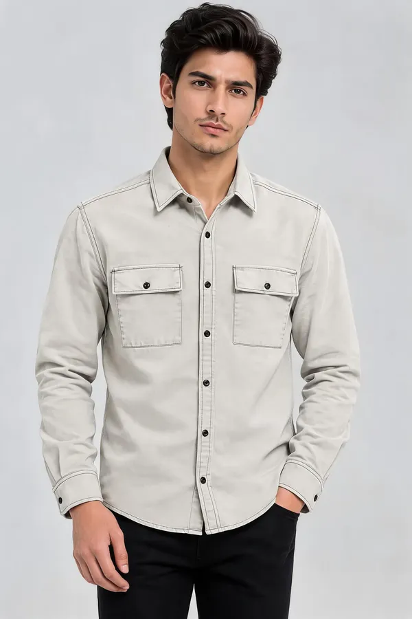 Light_Grey_Casual_Shirt_For_Men