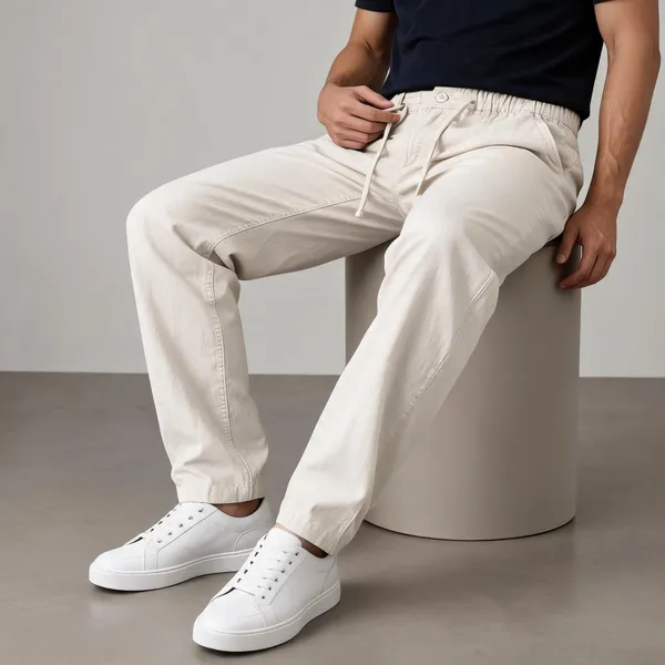 White_Relaxed_Fit_Drawstring_Trousers_For_Men