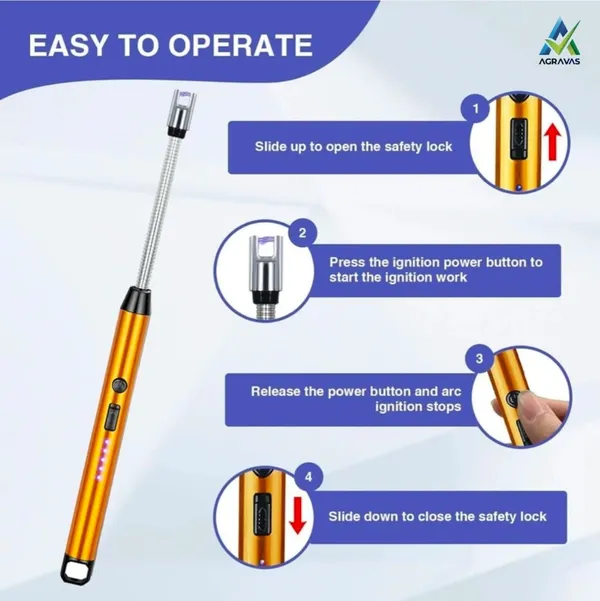 AGRAVAS_Steel_Electronic_Gas_Lighter_(Multicolor,_Pack_of_1)