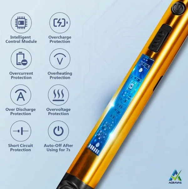 AGRAVAS_Steel_Electronic_Gas_Lighter_(Multicolor,_Pack_of_1)