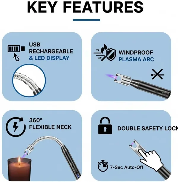 dashecom_USB_Rechargeable_Electric_Arc_Lighter_Steel,_Plastic_Electronic_Gas_Lighter_(Black,_Pack_of_1)
