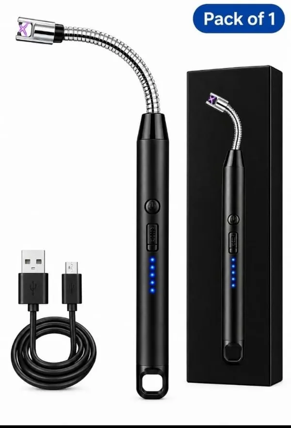 Navica_Lifestyle_Rechargeable_Electric_Gas_Lighter_for_Kitchen_–_USB_Charging_Steel_Electronic_Gas_Lighter_(Blue,_Pack_of_1)