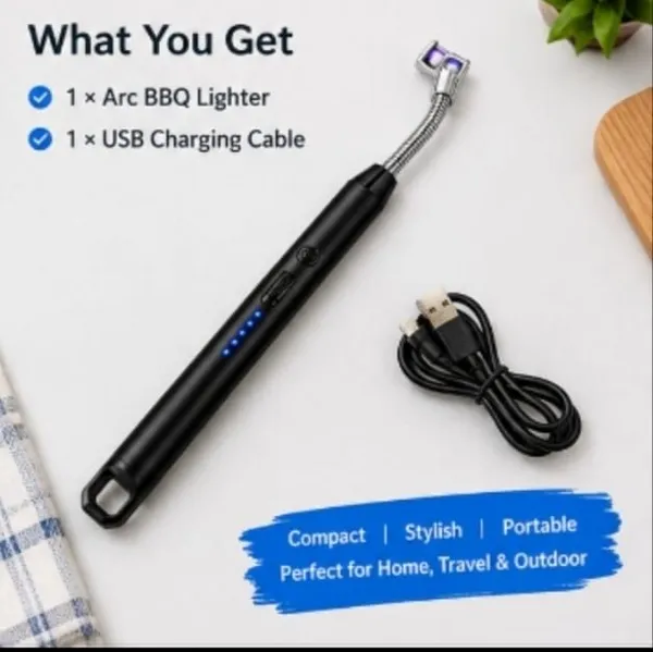 Navica_Lifestyle_Rechargeable_Electric_Gas_Lighter_for_Kitchen_–_USB_Charging_Steel_Electronic_Gas_Lighter_(Blue,_Pack_of_1)