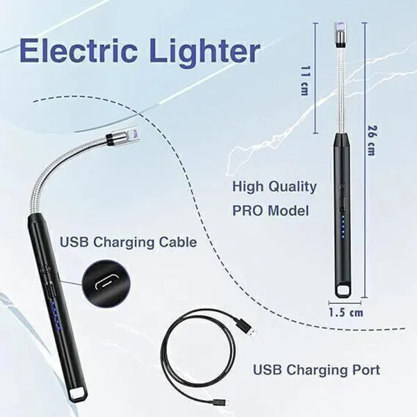 TOPEASE_Gas_Lighter_Aluminium_Electronic_Gas_Lighter_(Black,_Pack_of_1)