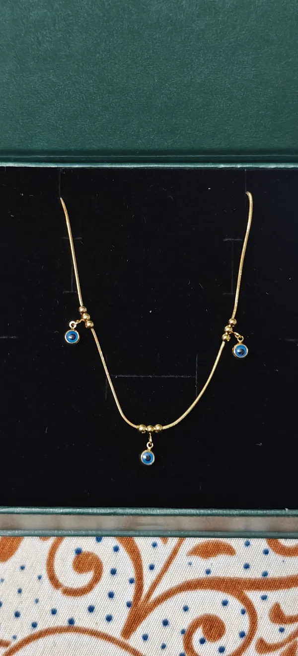 Gold_Plated_Stainless_Steel_Blue_Stone_Charm_Necklace_For_Women