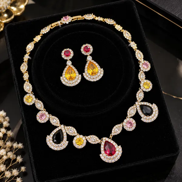 Multicolour_Gold_Tone_Brass_Rhinestone_Necklace_And_Earrings_Set_For_Women