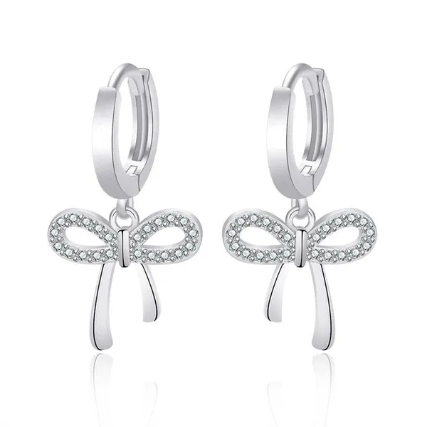 Silver_Plated_Rhinestone_Bow_Drop_Hoop_Earrings_For_Women