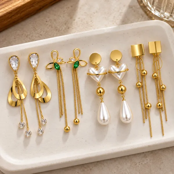 Gold_Plated_Stainless_Steel_Drop_Earrings_Set_For_Women