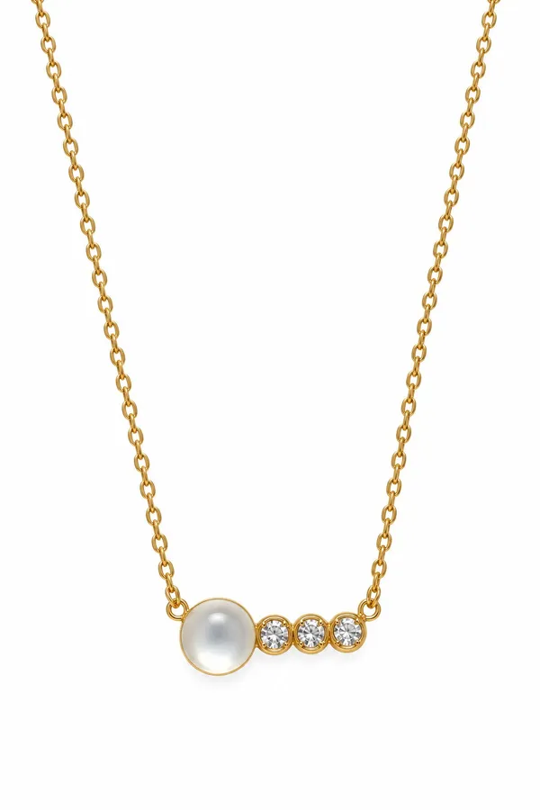 Gold-Tone_Pearl_And_Rhinestone_Pendant_Necklace_for_Women
