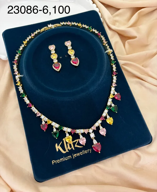 Multicolour_Brass_Stone_Necklace_And_Earrings_Set_For_Women