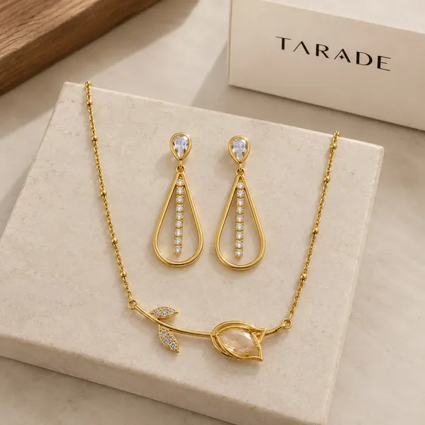 Gold_Plated_Stainless_Steel_Leaf_Motif_Necklace_Earrings_Set_For_Women