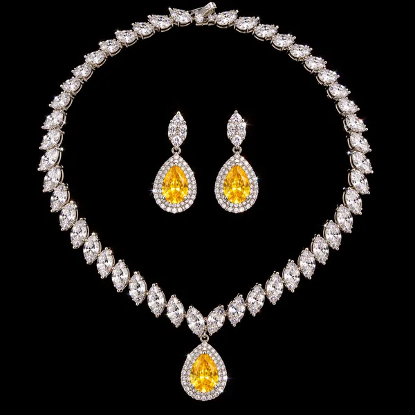 Silver_Tone_Brass_Yellow_Marquise_Stone_Necklace_And_Earrings_Set_For_Women