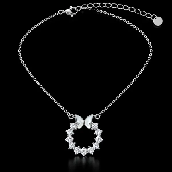 Silver_925_Butterfly_Charm_Circle_Pendant_Necklace_For_Women