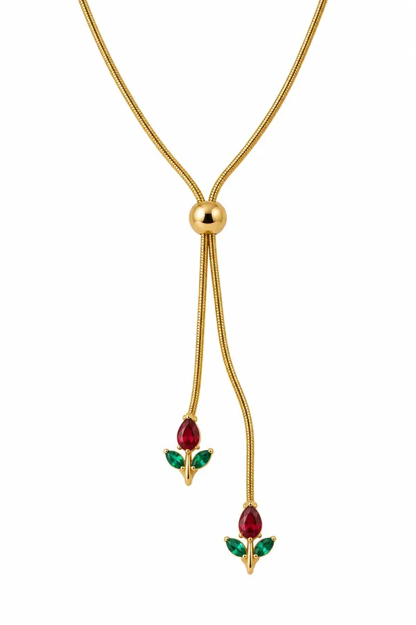 Gold_Plated_Stainless_Steel_Floral_Stone_Pendant_Necklace_For_Women