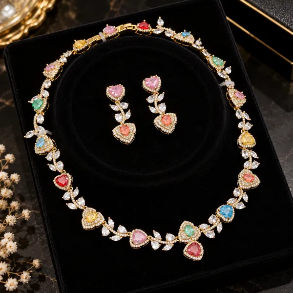Multicolour_Gold_Tone_Brass_Heart_Stone_Necklace_And_Earrings_Set_For_Women