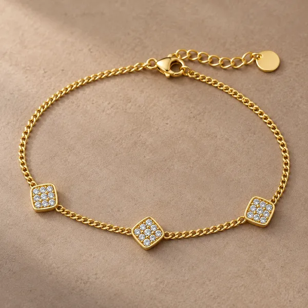 Gold_Plated_Crystal_Square_Motif_Link_Bracelet_For_Women