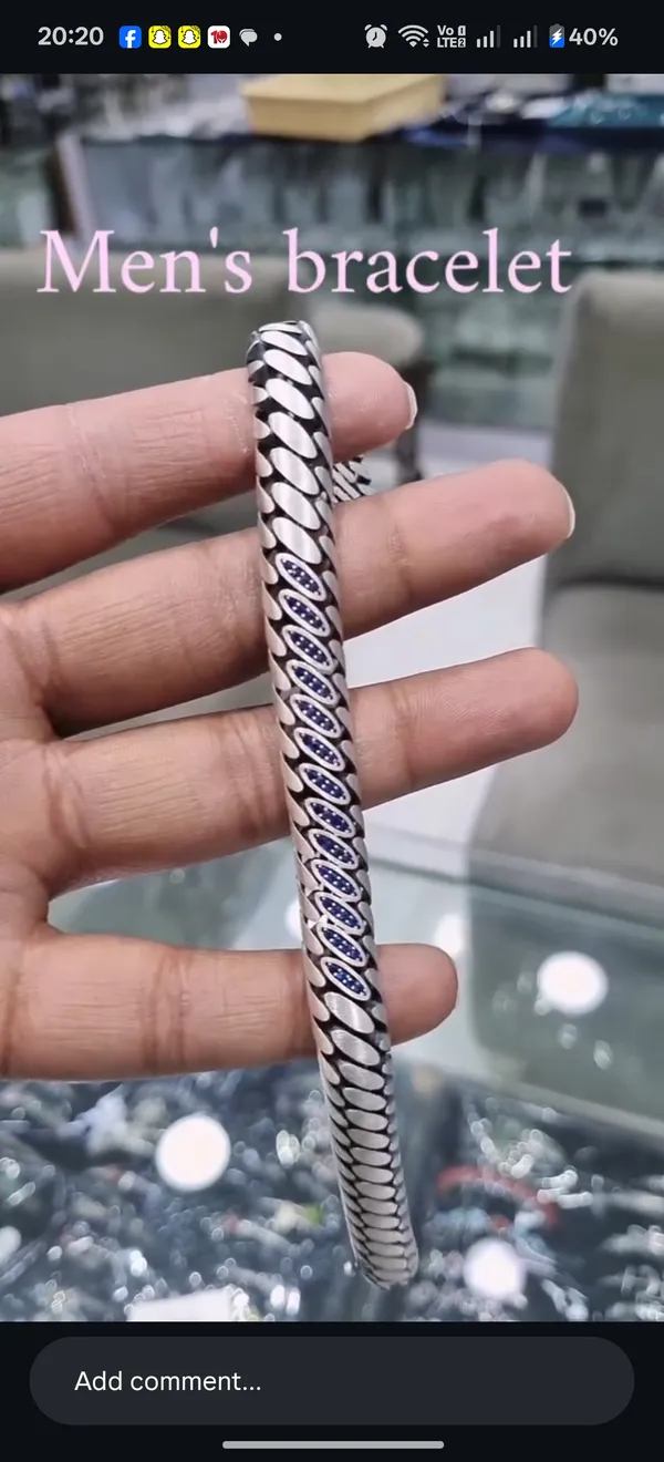 Silver_925_Black_Oval_Patterned_Bracelet_For_Men