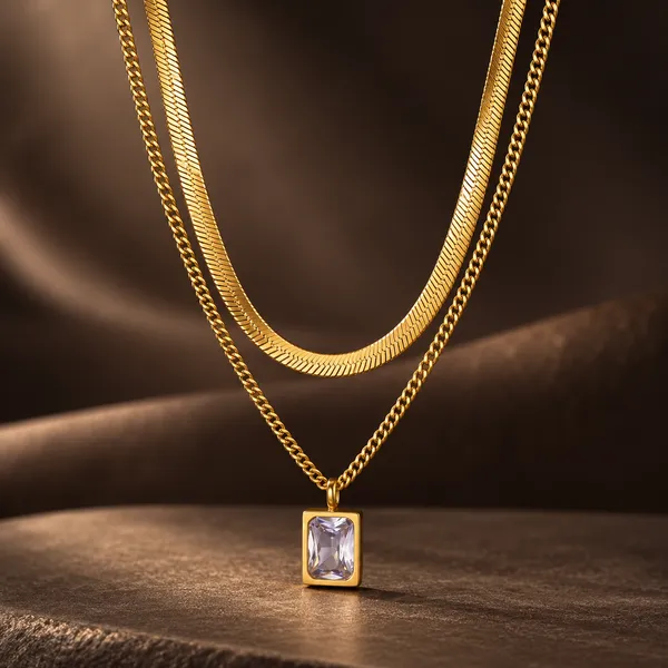 Gold_Plated_Layered_Clear_Stone_Pendant_Necklace_For_Women