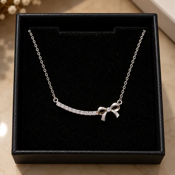 Silver_925_Bow_Pendant_Necklace_For_Women