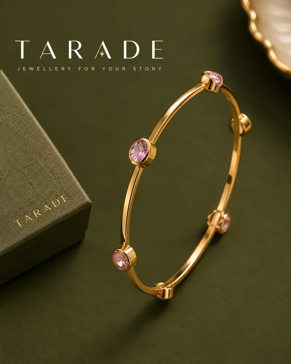 Gold-Tone_Pink_Stone_Bangle_for_Women