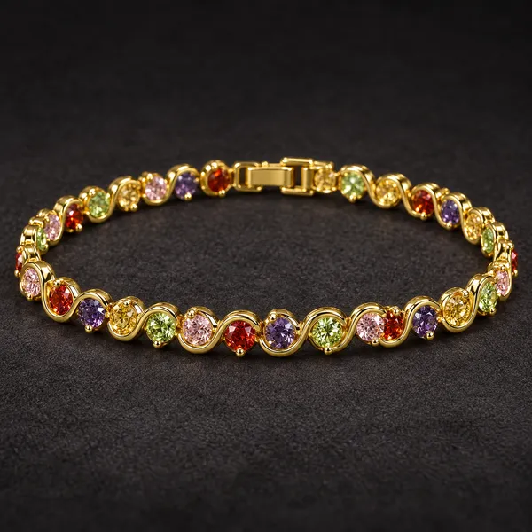 Gold_Plated_Stainless_Steel_Multicolour_Stone_Wave_Bracelet_For_Women