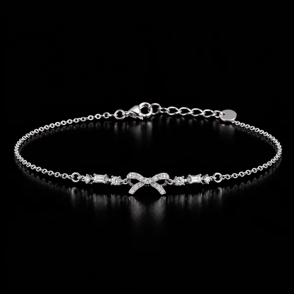 Silver_925_Bow_Charm_Chain_Bracelet_For_Women