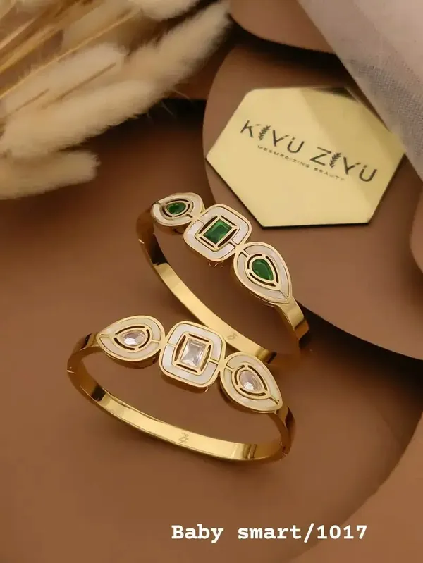 Gold_Tone_Geometric_Stone_Accent_Stainless_Steel_Cuff_Bracelets_For_Women