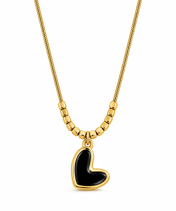 Gold_Plated_Stainless_Steel_Black_Heart_Pendant_Necklace_For_Women
