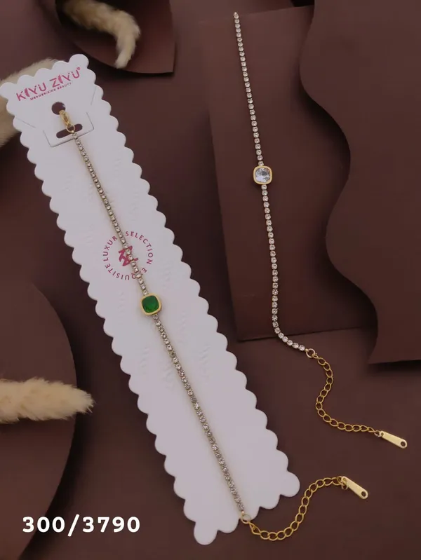 Gold_Plated_Stone_Link_Chain_Anklet_Set_For_Women