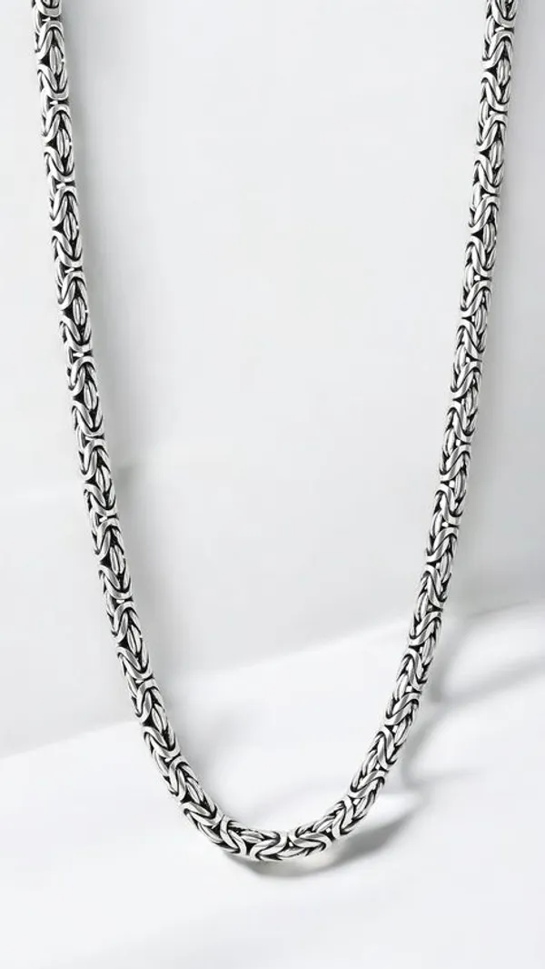 Silver_925_Woven_Link_Chain_Necklace_For_Men