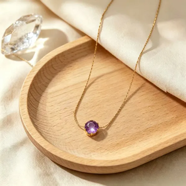Gold_Plated_Purple_Stone_Pendant_Necklace_For_Women