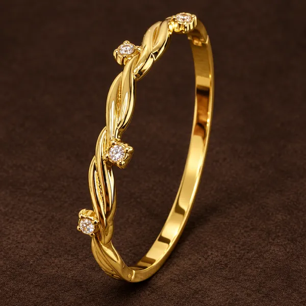 Gold_Plated_Stainless_Steel_Leaf_Design_Bangle_Bracelet_For_Women