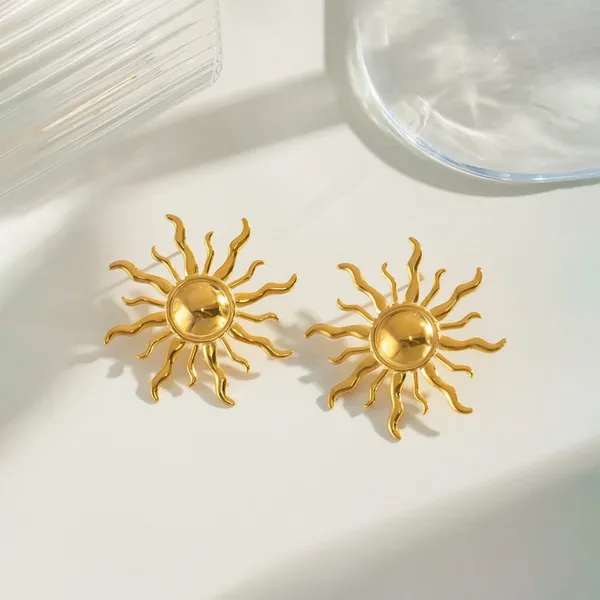 Gold_Plated_Sunburst_Stud_Earrings_For_Women