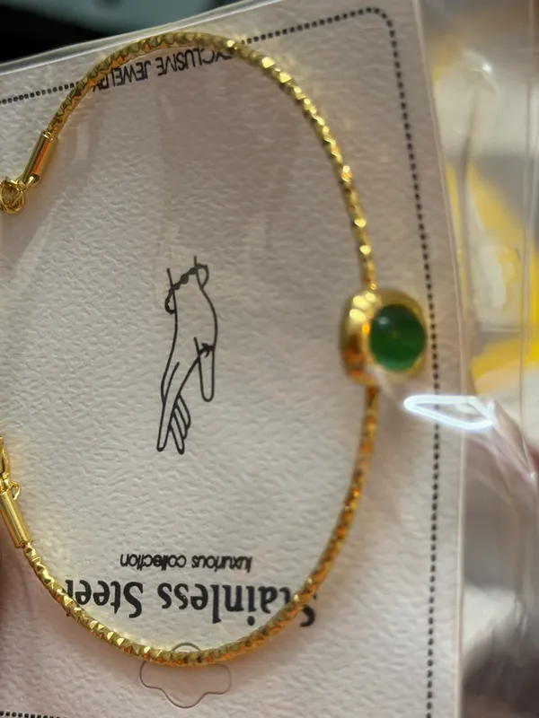 Gold_Plated_Stainless_Steel_Green_Stone_Bracelet_For_Women