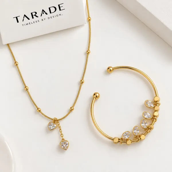 Gold_Plated_Stainless_Steel_Heart_Pendant_Necklace_Cuff_Bracelet_Set_For_Women