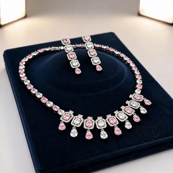 Brass_Pink_Crystal_Stone_Necklace_And_Earrings_Set_For_Women