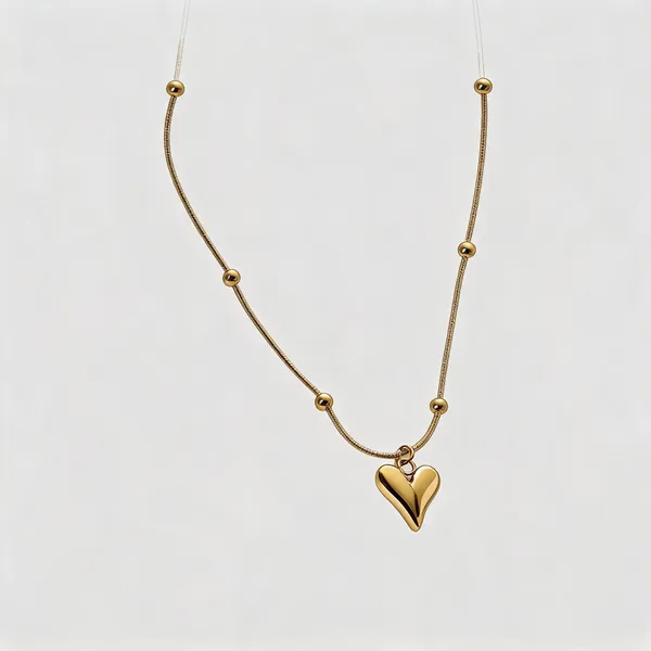 Gold_Plated_Beaded_Chain_Heart_Pendant_Necklace_For_Women