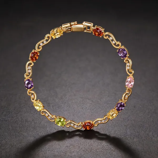 Gold_Plated_Stainless_Steel_Multicolor_Stone_Link_Bracelet_For_Women