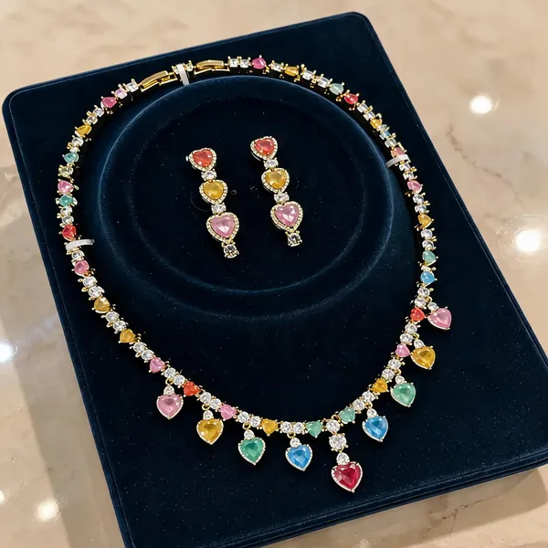 Multicolour_Brass_Stone_Necklace_And_Earrings_Set_For_Women