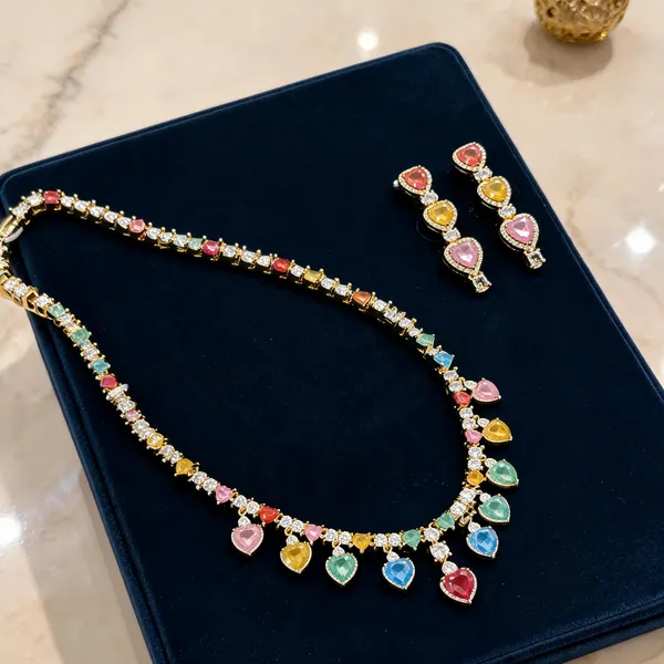 Multicolour_Brass_Stone_Necklace_And_Earrings_Set_For_Women