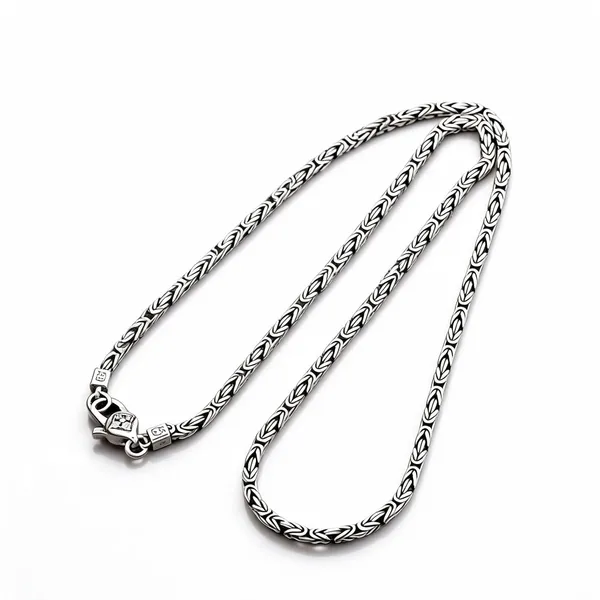 Silver_925_Patterned_Woven_Link_Chain_Necklace_For_Men